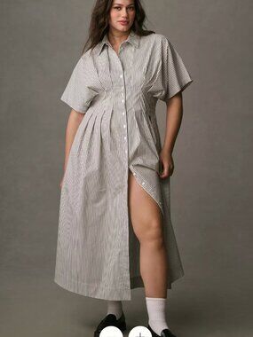 The Tobie Shirt Dress by Exquise -  2X – Navy/White